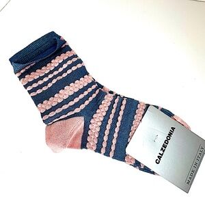Pink and Blue Textured Stripe Ankle Socks NWT